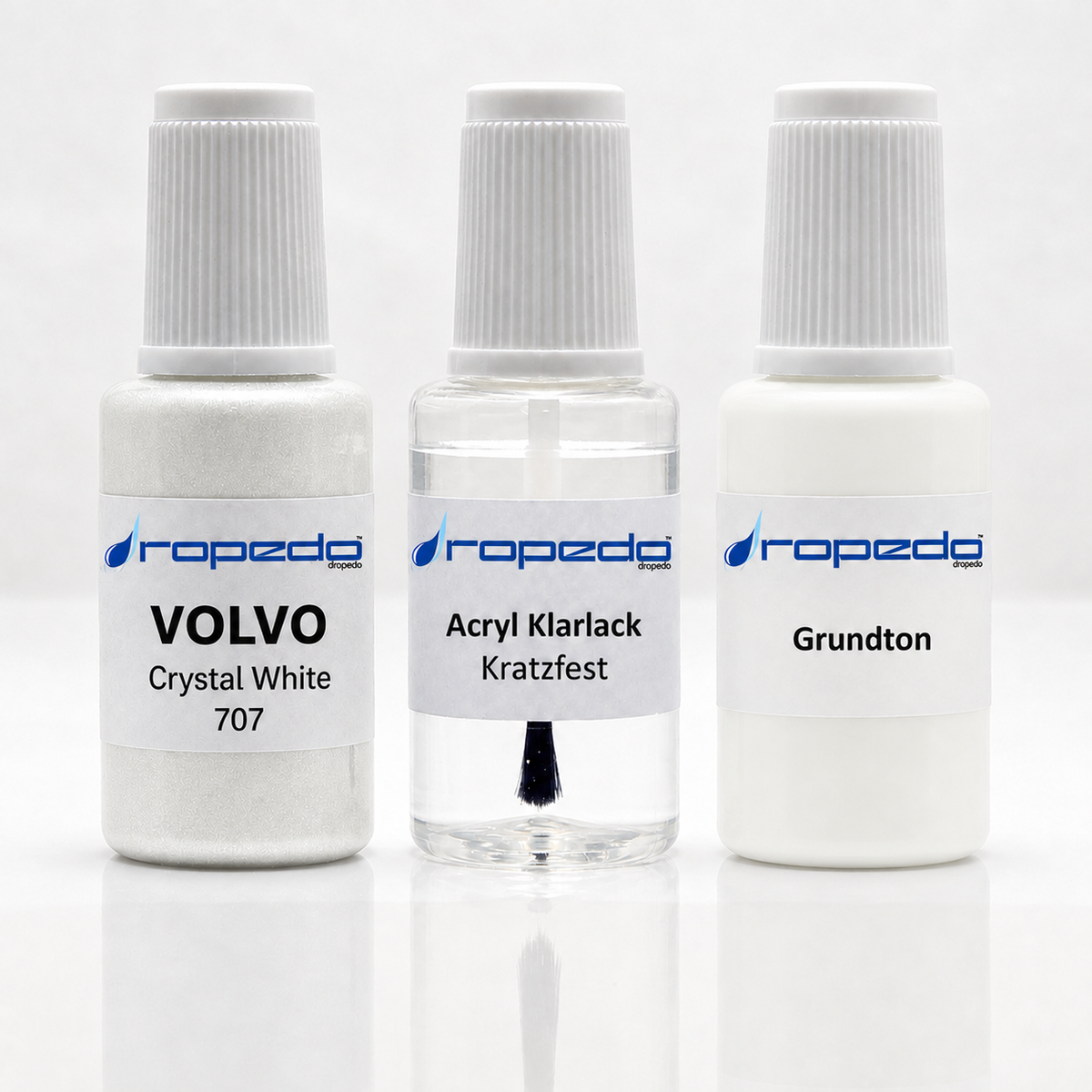 Volvo 707 Crystal White Lackstift-Set mit Grundton: Basislack, Klarlack und Grundton je 20 ml