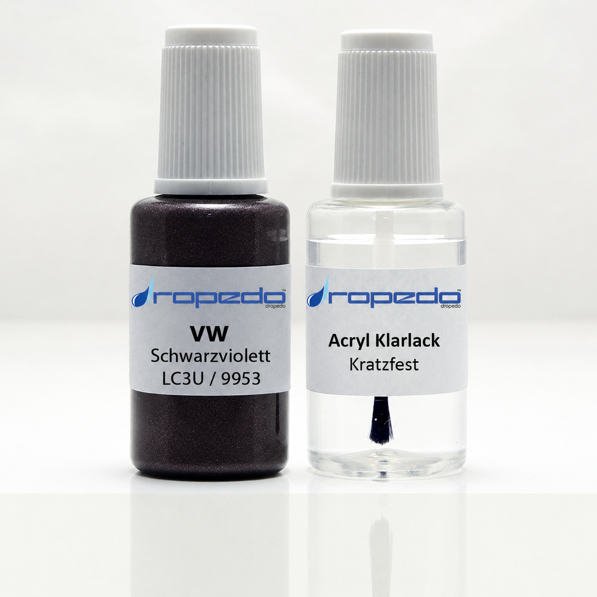 VW LC3U / 9953 Schwarzviolett Lackstift, 20 ml Basislack und 20 ml Klarlack