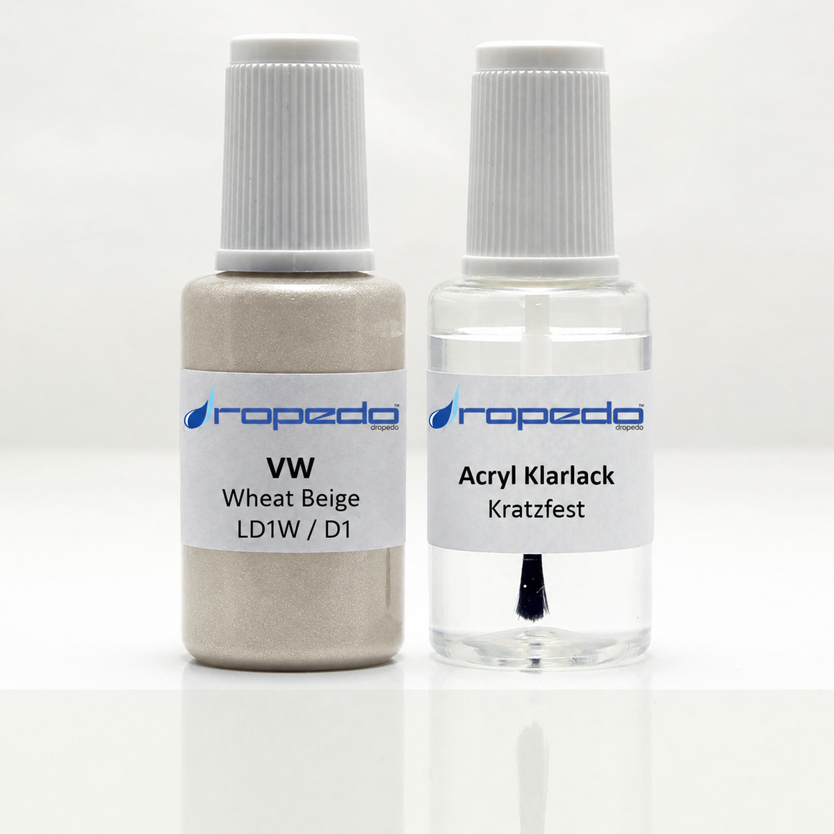VW D1 Wheatbeige Wheat Beige Lackstift, 20 ml Basislack und 20 ml Klarlack