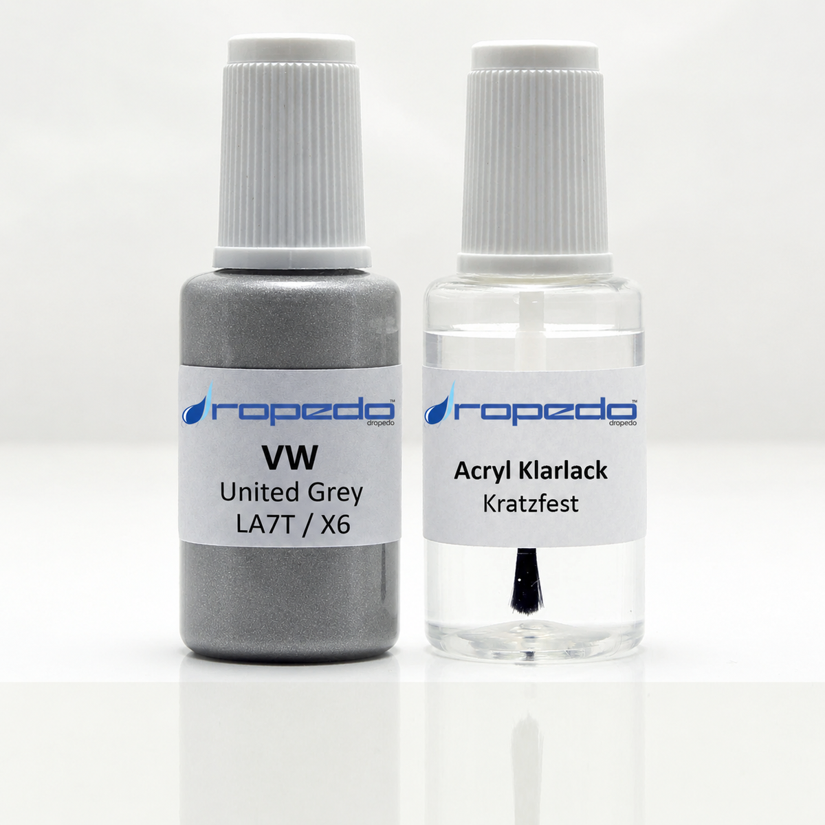 VW LA7T / X6 United Grey Lackstift, 20 ml Basislack und 20 ml Klarlack