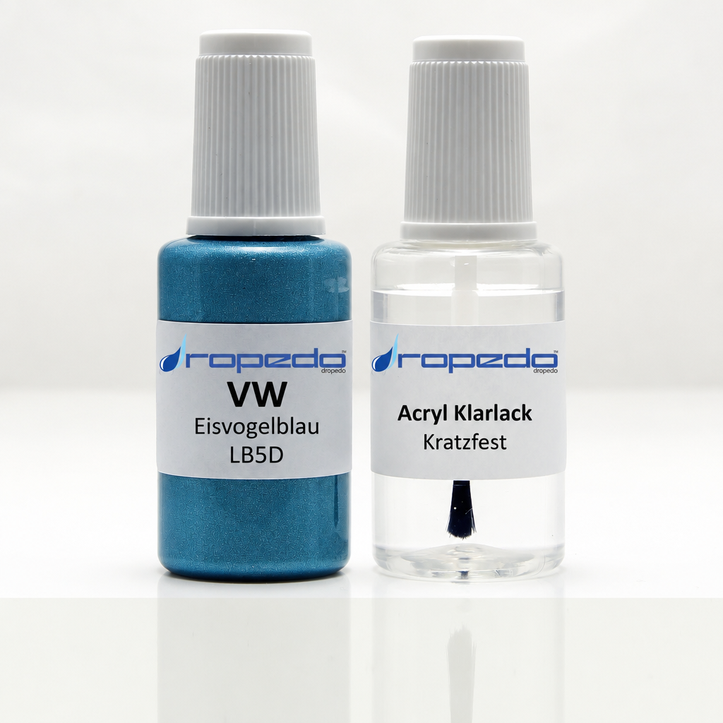 Lackstift-Set mit Klarlack für VW LB5D Eisvogelblau Metallic