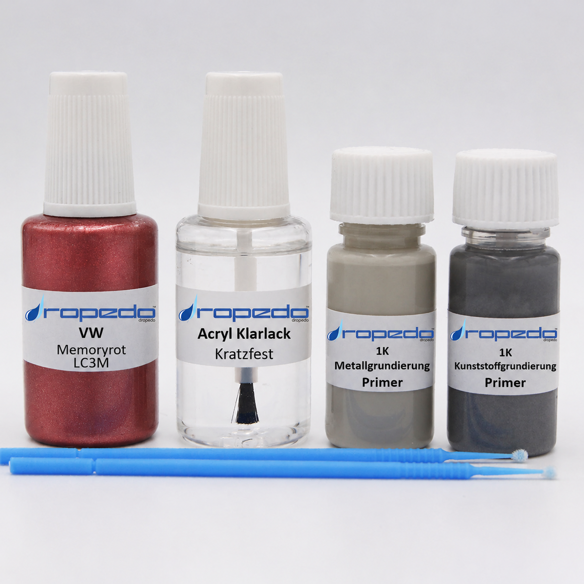 VW LC3M Memoryrot Lackstift, 20 ml Basislack und 20 ml Klarlack