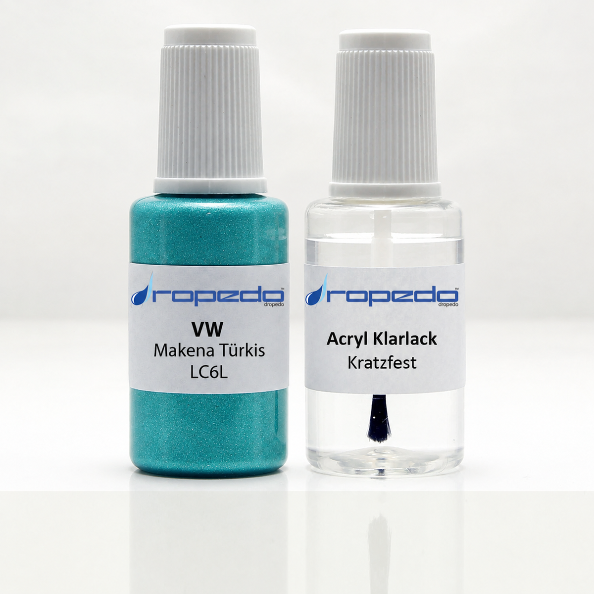 VW LC6L Makena Türkis Lackstift, 20 ml Basislack und 20 ml Klarlack