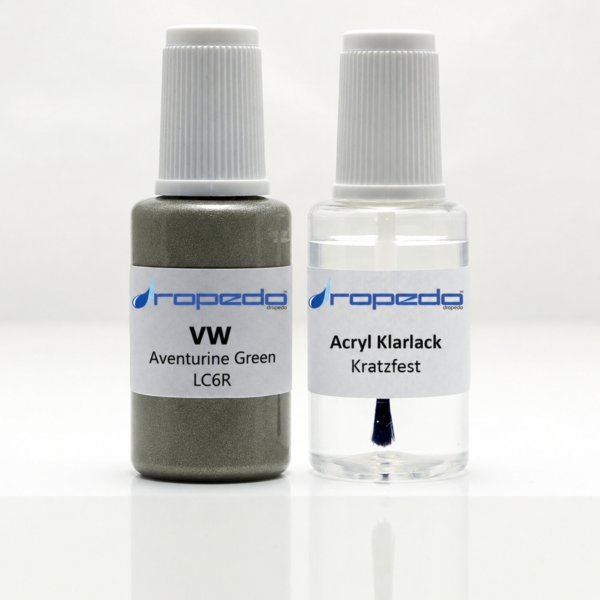 VW LC6R Aventurine Green Lackstift, 20 ml Basislack und 20 ml Klarlack