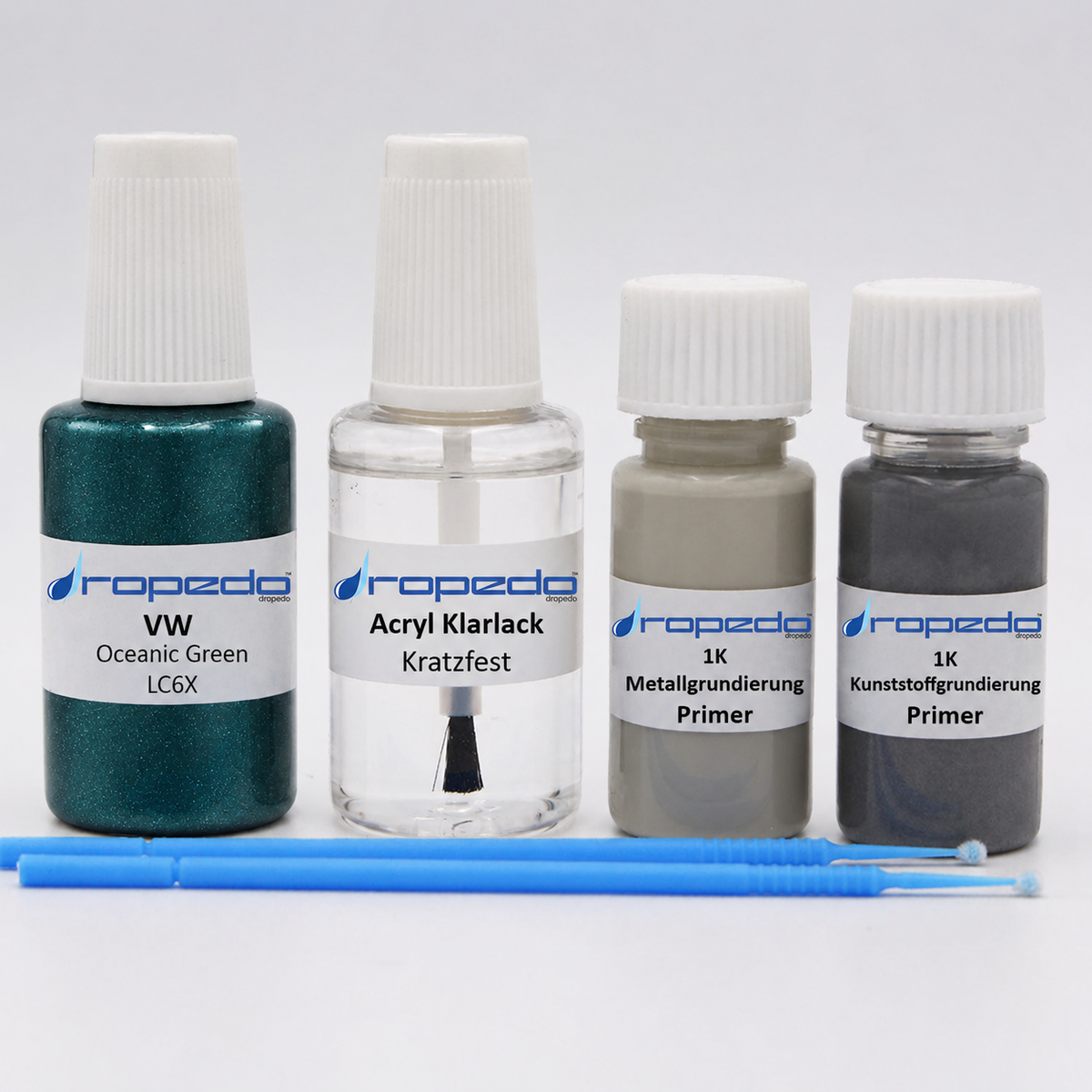 VW LC6X Oceanic Green Lackstift, 20 ml Basislack und 20 ml Klarlack