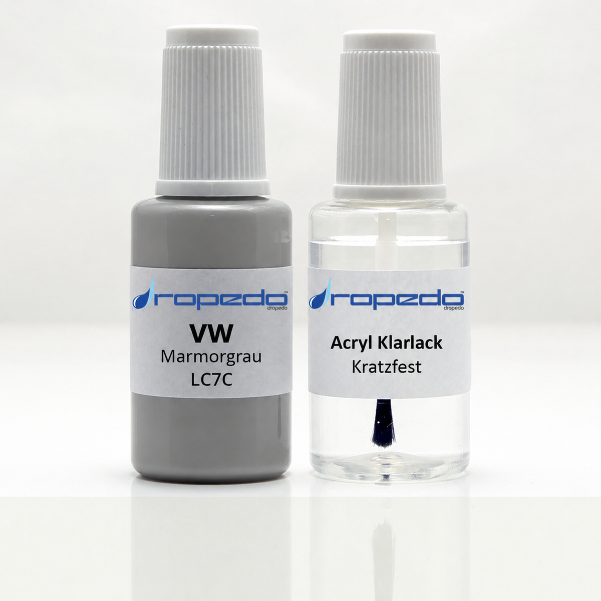 VW LC7C Marmorgrau Lackstift, 20 ml Basislack und 20 ml Klarlack
