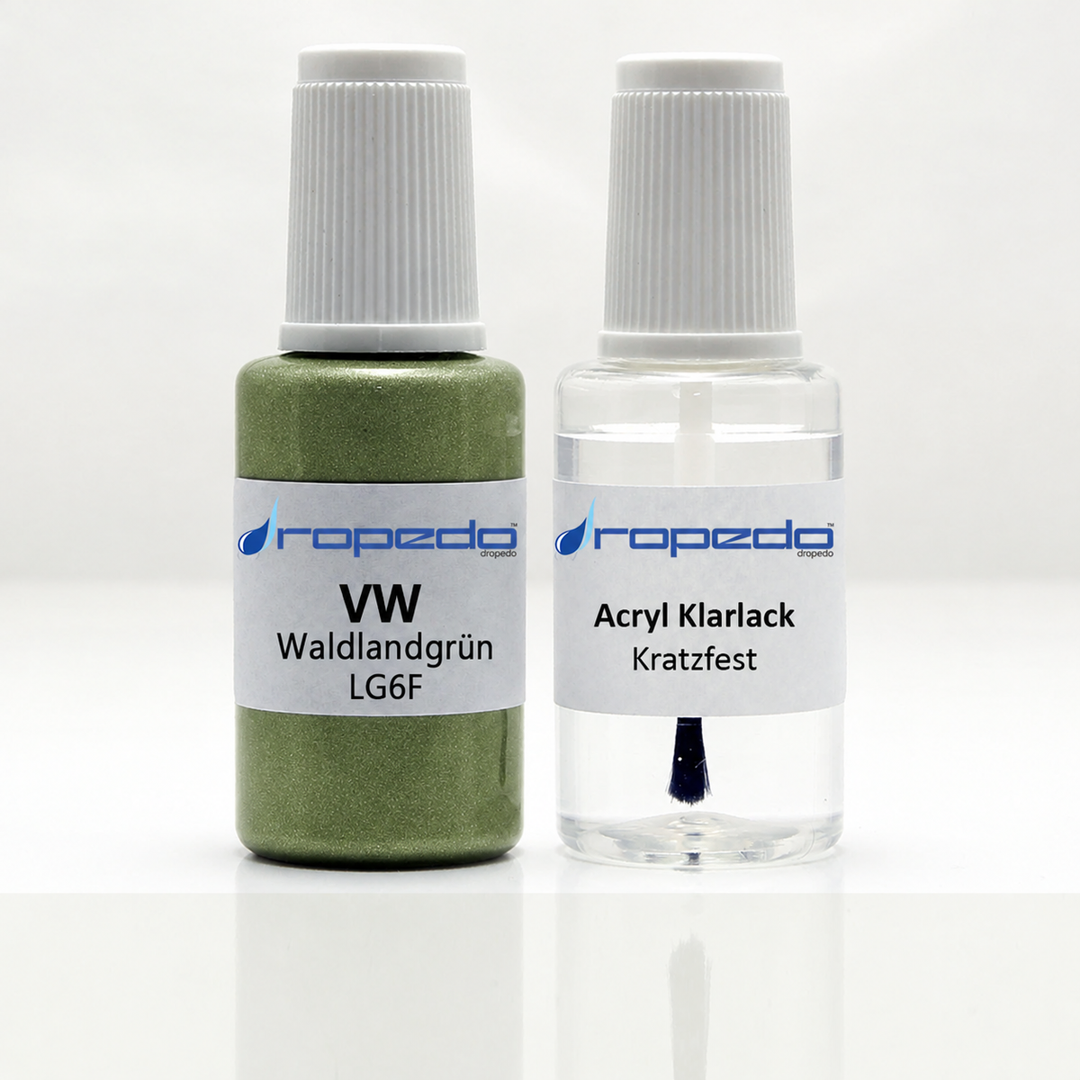 VW LG6F Waldlandgrün Lackstift, 20 ml Basislack und 20 ml Klarlack