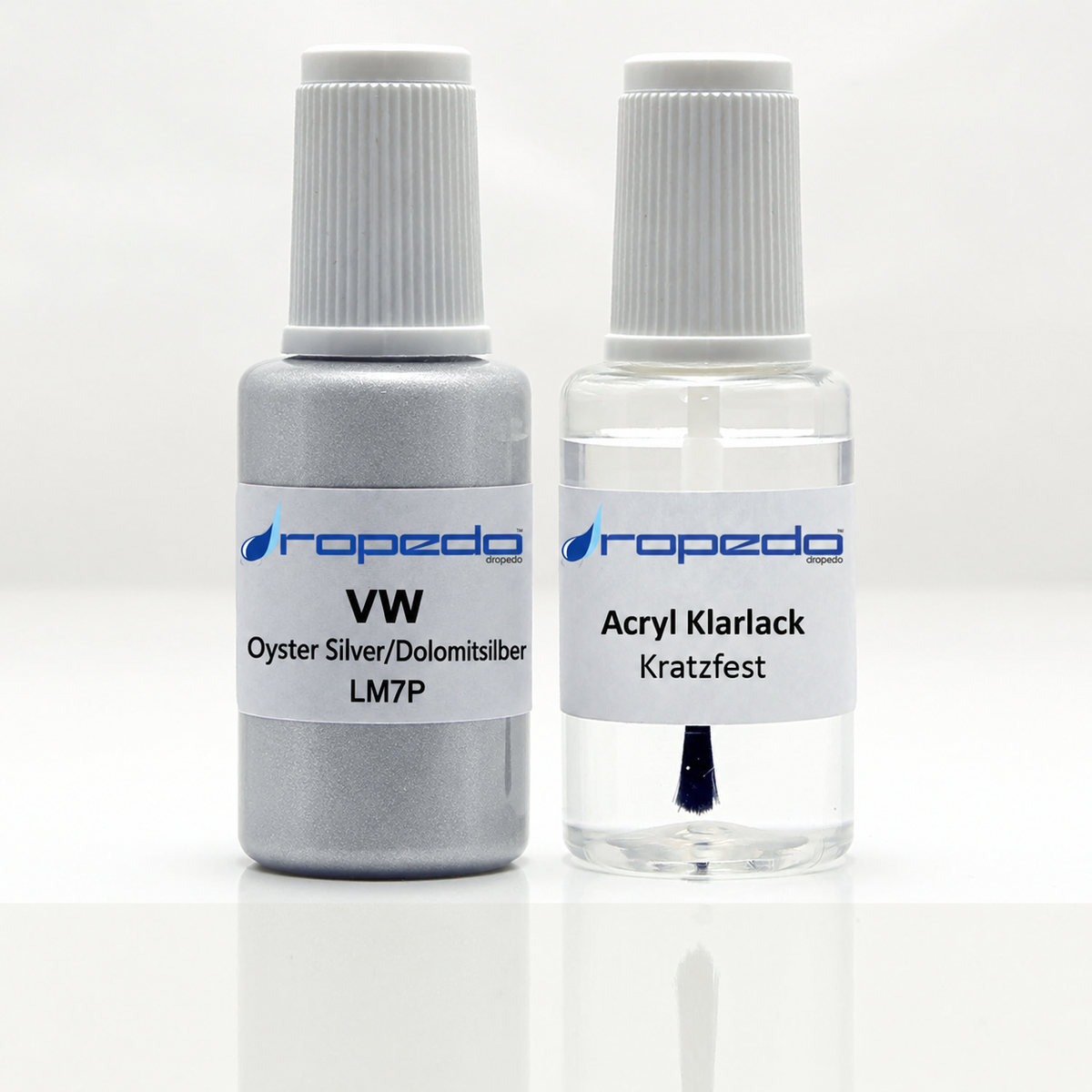 Lackstift-Set mit Klarlack für VW LM7P Oyster Silver/Dolomitsilber Metallic
