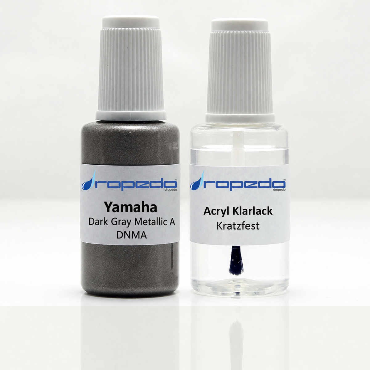 Yamaha Motorrad DNMA Dark Gray Metallic A Lackstift, 20 ml Basislack und 20 ml Klarlack