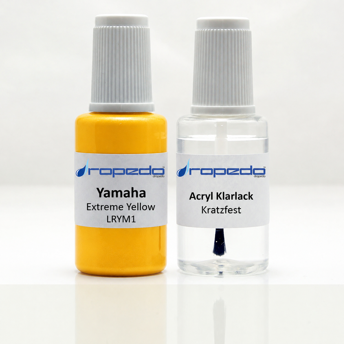 Yamaha Motorrad LRYM1 Extreme Yellow Lackstift, 20 ml Basislack und 20 ml Klarlack