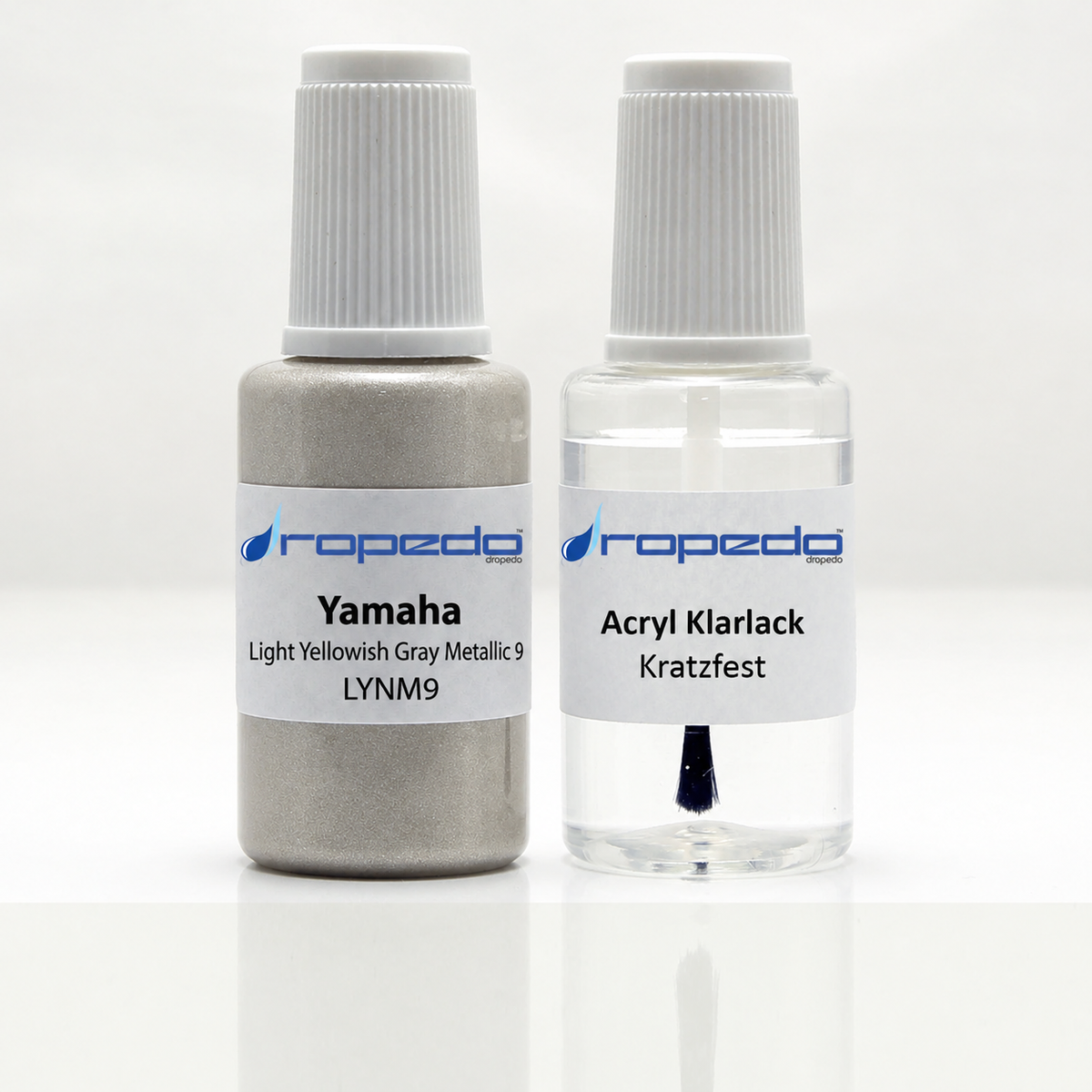 Yamaha Motorrad LYNM9 Light Yellowish Gray Metallic 9 Lackstift, 20 ml Basislack und 20 ml Klarlack