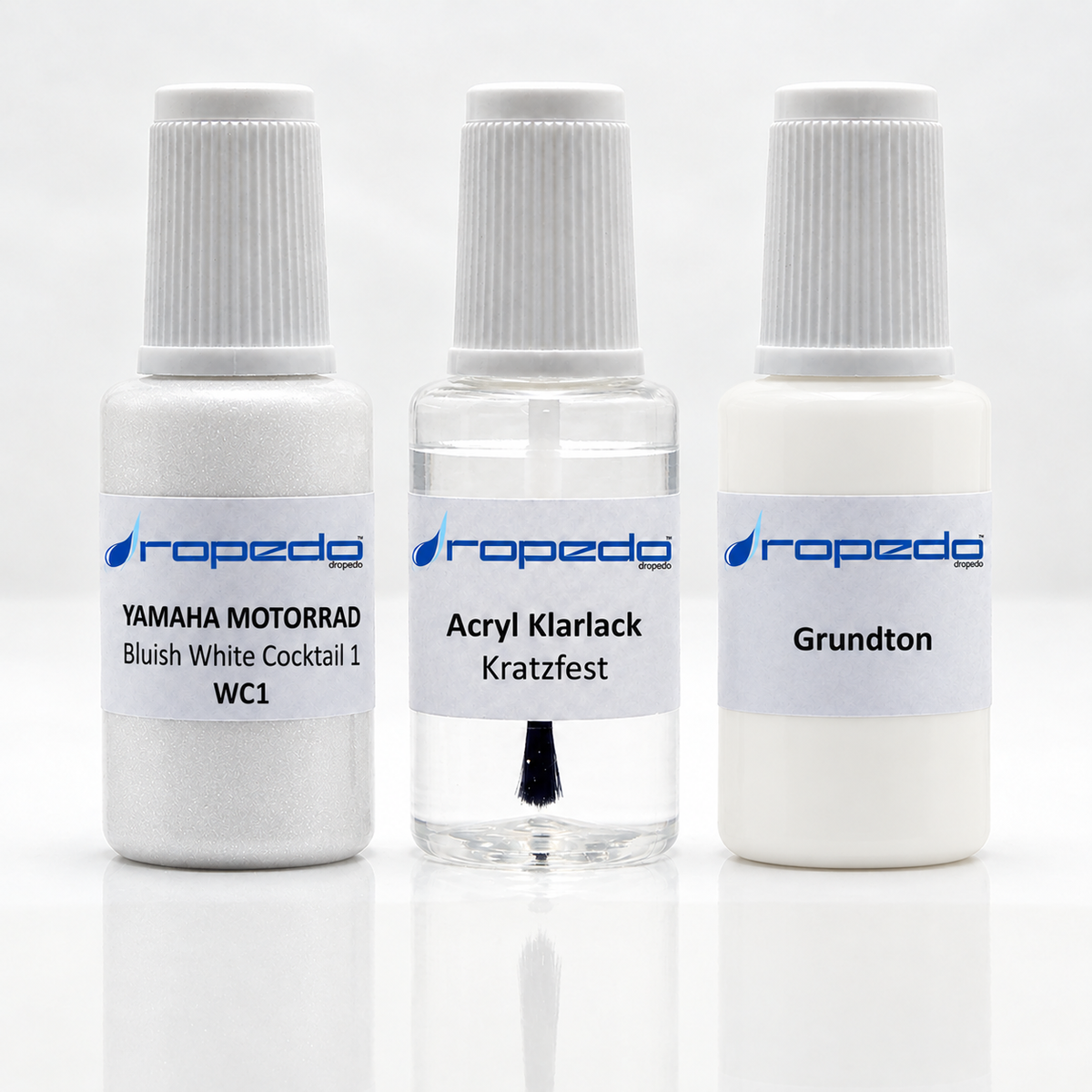 Yamaha Motorrad WC1 Bluish White Cocktail 1 Lackstift-Set mit Grundton: Basislack, Klarlack und Grundton je 20 ml