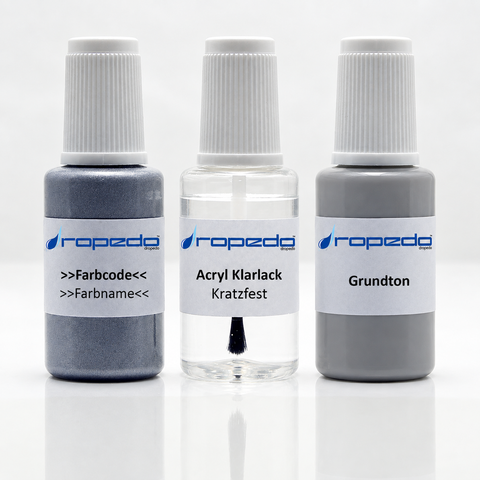 Lackstift-Set: Basislack nach Farbcode, Acryl-Klarlack und Grundton, je 20 ml
