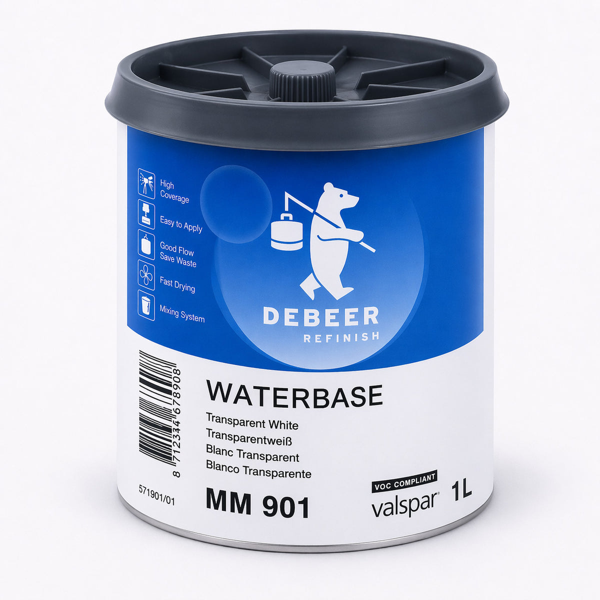DeBeer MM 901 Basislack Transparentweiß 1L