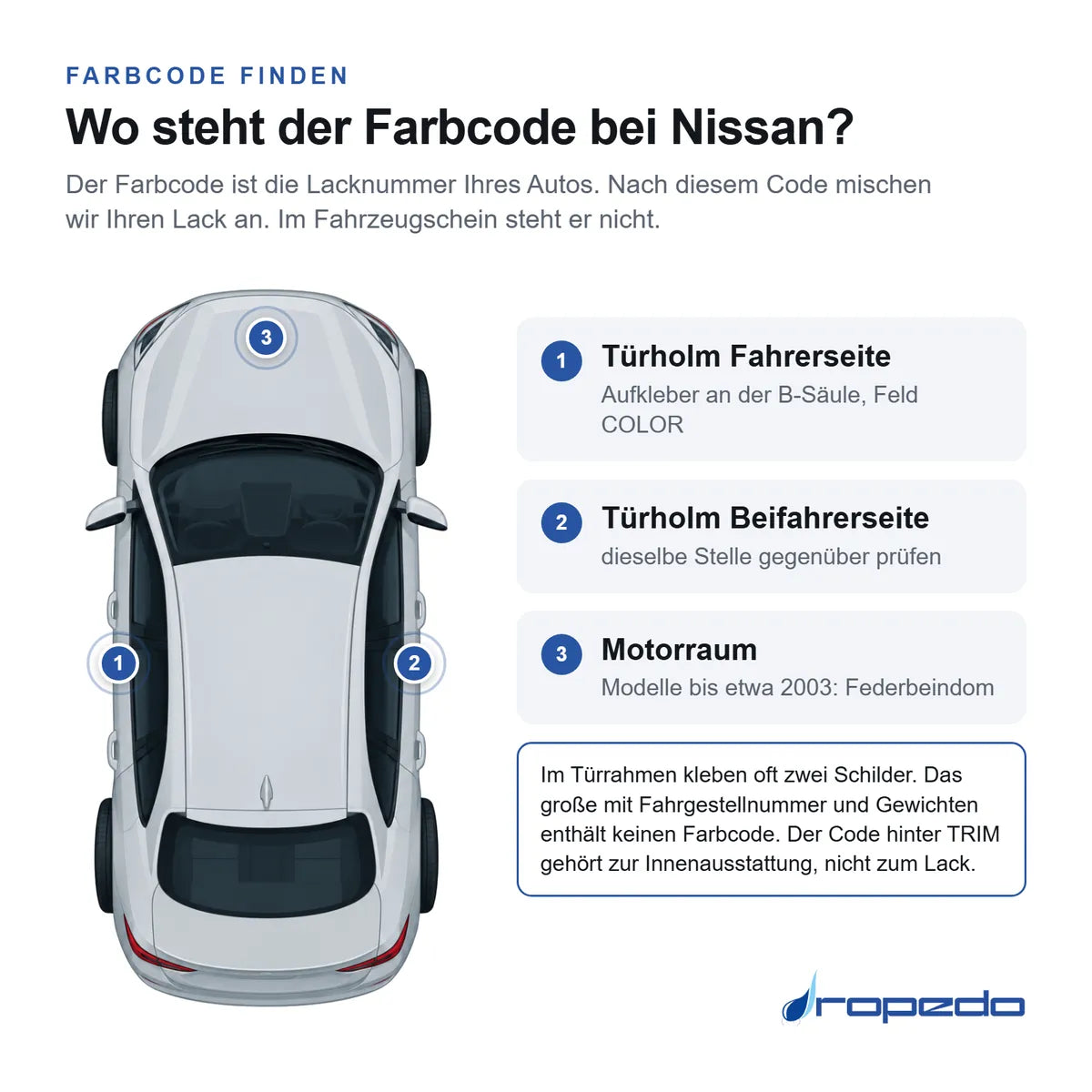 Wo der Farbcode bei Nissan steht