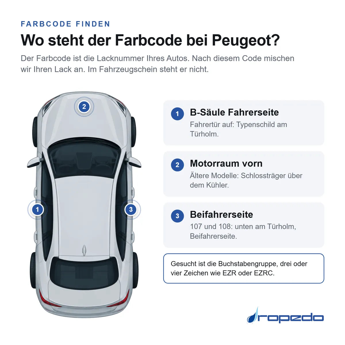 Wo der Farbcode bei Peugeot steht